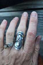 Black Cat Jack-0-lantern Ring - Size 7  - Citrine and Black Onyx