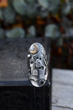 Haunted House Ring - Black Onyx and Carnelian - Will fit like a size 8