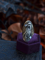 Ghastly Ghost Ring - Rainbow Moonstone - Size 10.5