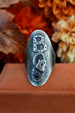 "Boo" Ghostie Ring - Black Onyx - Will Fit Like a Size 10