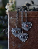 The Eyes of My Heart Milagros Heart Pendant - Choose Your Gemstone -  18” Chain Shown is Included