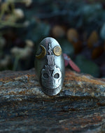 Burning the Candle Skull Ring - Will Fit like a Size 8.5 - Sterling Silver & Brass