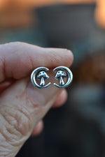 Shroomy Moon Earrings - Stud Style - Sterling Silver