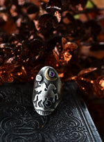 Terror of Sleepy Hollow Ring -  Amethyst and Black Onyx - Will Fit Like a Size 8.5