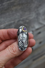 Til Death - Tombstone Raven Ring - Black Onyx and Amethyst - Size 7.5