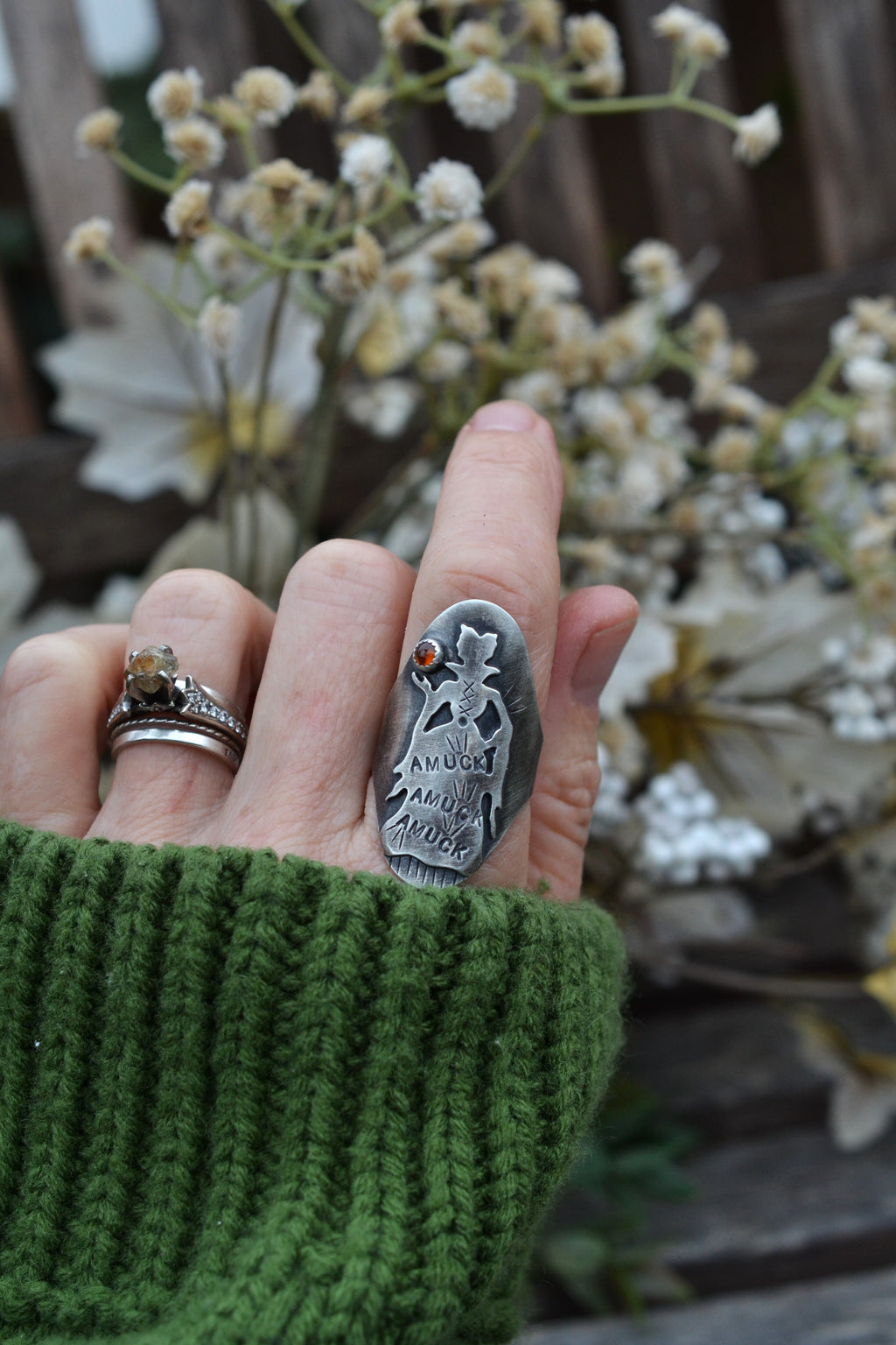 Hocus Pocus Ring - "Amuck Amuck Amuck" - Hessonite Garnet -  Size 10