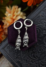 Only 2 Pair Left! Hanging Bat Huggie Hoops - Sterling Silver