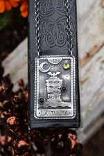 Spooky Loteria Card - La Tumba - Chain is adjustable at 20" and 22"