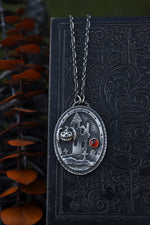 Haunted House Necklace - Bat-o-Lantern - Carnelian - 20" Chain