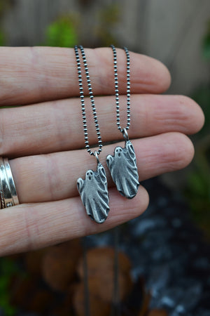 Spooky Spectre Charm Necklace - Sterling Silver - Ball Chain Included