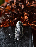 Haunted House Ring - Peridot and Black Onyx - Will fit like a size 9