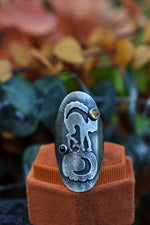 Black Cat Jack-0-lantern Ring - Size 7  - Citrine and Black Onyx