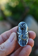 Stag Beetle Saddle Ring - Black Star Diopside - Size 7