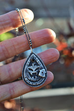Jolly Jack-O-Lantern Charm Necklace - Black Onyx - 18" Chain Included