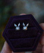 Only 1 Pair Left! Dark Spring Rabbit Head Studs - Sterling Silver