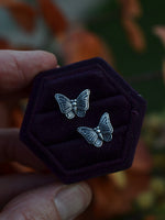 Only 1 Pair Left! Dark Spring Butterfly Earrings - Sterling Silver