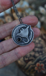 Midnight Moon Necklace - Manta Ray and Black Star Diopside