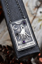 Spooky Loteria Card - La Fantazma - Chain is adjustable at 16" and 18"