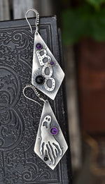 Mismatched Ghost/Boo Earrings - Amethyst and Black Onyx
