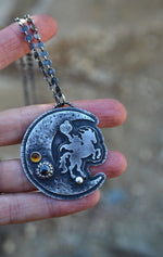 Sleepy Hollow Moon - Headless Horseman OOAK Necklace - 3 Stones - 20" & 22" Adjustable Chain