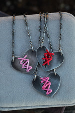 Pre-Order! Mended Heart Necklace - Sterling Silver and Thread - Choose your Thread Color