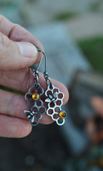 Pre-Order! Save the Bees Honeycomb Earrings - Dangle Style - Choose Your Gemstone