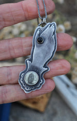Large Victorian Hand - Scrimshaw and Black Onyx - 24" Chain Included