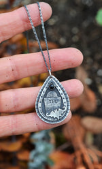 Til Death Tombstone / Bat Charm Necklace - Black Onyx - 18" Chain Included