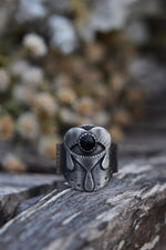 Crying Heart Cigar Band Ring - Black Onyx - Size 7.5