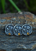 Death in the Forest - Citrine - Mushroom/Skull Charm - Chain Included