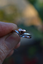 Tapered Heart Ring - Sterling Silver and Rose Gold Plated - Size 6-11