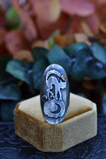 Black Cat Jack-0-lantern Ring - Size 7  - Citrine and Black Onyx