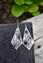 Mismatched Ghost/Boo Earrings - Amethyst and Black Onyx