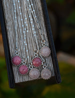 Gallery Charm Necklace - Rhodonite or Rose Quartz -  18" Chain Included
