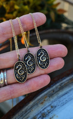 Garden Temptation Snake/Flowers Charm - BRASS-  18" Chain Included