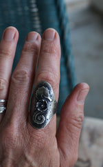 Seahorse Hibiscus Flower Saddle Ring - Will fit like a Size 10.5