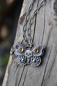 Decorative Skull Butterfly - Citrine Eyes - 16” Chain with 2” extender