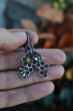 Pre-Order! Save the Bees Honeycomb Earrings - Dangle Style - Choose Your Gemstone