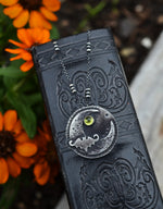 Hallows Eve Midnight Moon Necklace - Bat/Peridot - 20" Chain