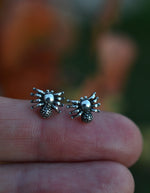 Dark Spring Spider Studs - Sterling Silver
