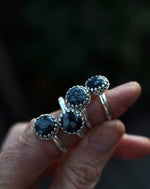 Snowflake Obsidian Gemstone Gallery Ring - Sterling Silver Classic Ring - Sizes 6-10