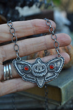 Jack-O-Lantern Moth- Carnelian - 16" Chain with 2" Extender to 18"