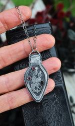 Death in the Desert Specimen Bottle - Black Onyx and Garnet - 20" Chain Included