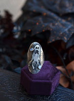 Ghastly Ghost Ring - Rainbow Moonstone - Size 10.5