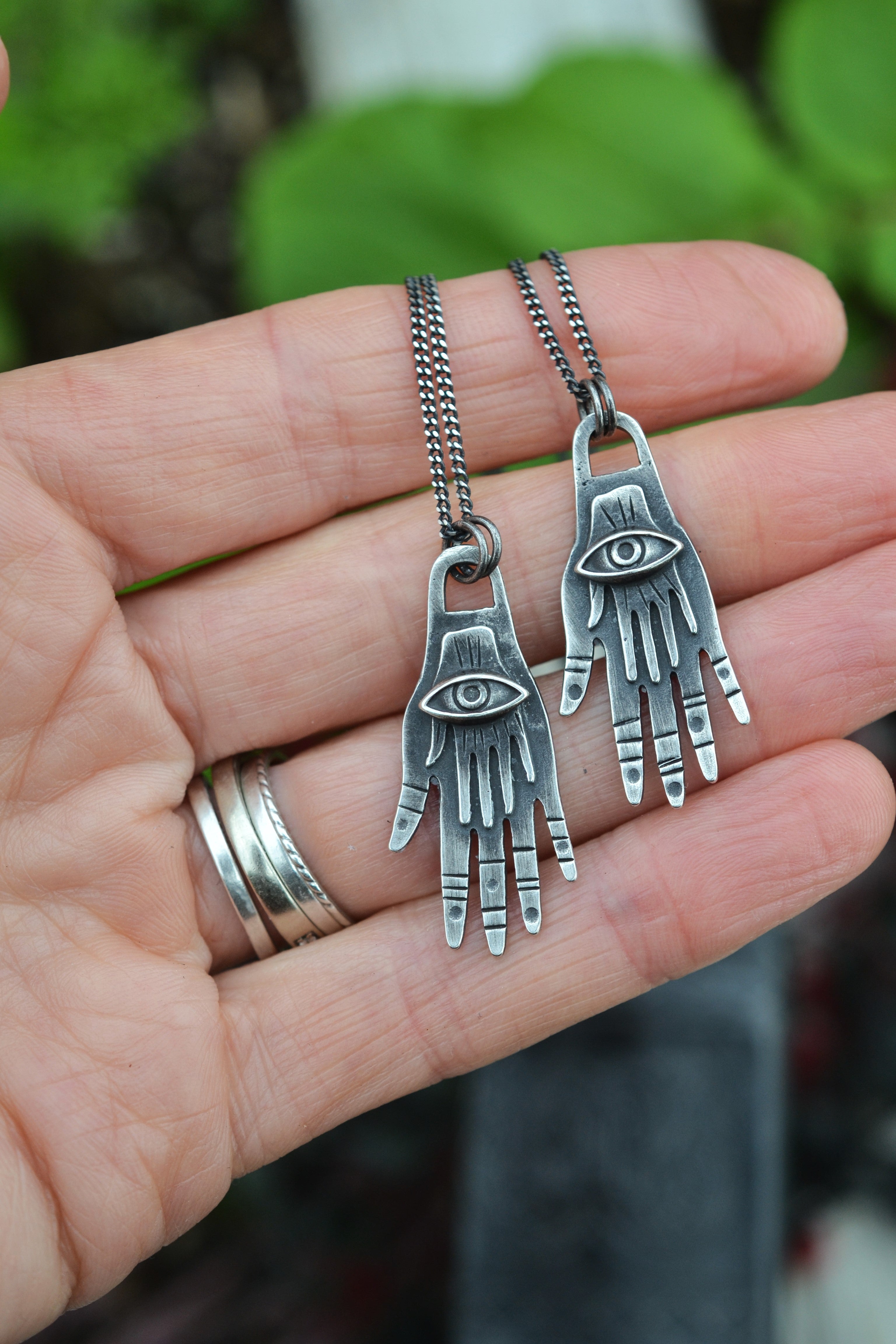 Twin Hands Third Eye Charm - 20" Chain Included