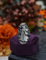Enchanted Witch Ring - Amethyst and Black Onyx - Will Fit Like a Size 8