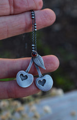 Pre-Order! ChChCh Cherry Bomb Charm Necklace - Sterling Silver and Garnet