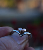 Tapered Heart Ring - Sterling Silver and Rose Gold Plated - Size 6-11