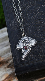 Lucky 13 Tattoo Cloud Necklace - Garnet - 18" Stationary Chain Included