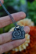 Jack-o-Lantern Snail - Sterling Silver - Black Onyx